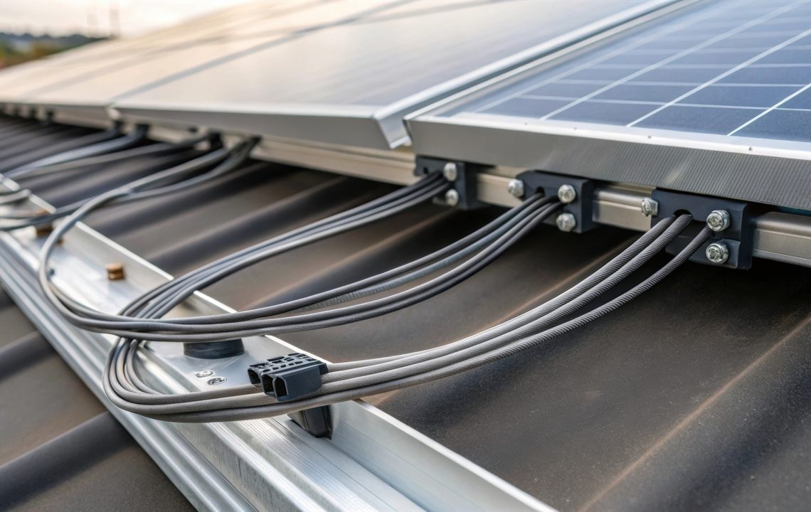 Solar panels with routed electrical wiring