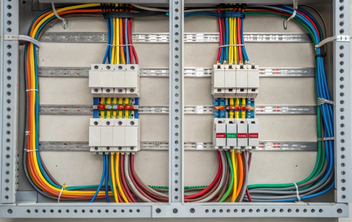 Electrical distribution panel with organized cabling